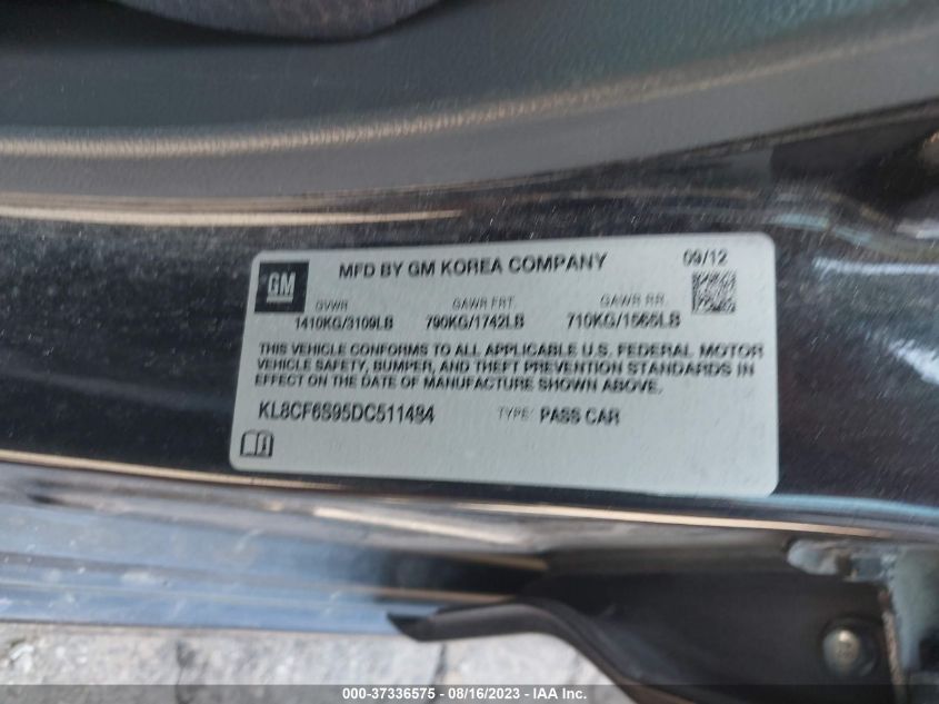 2013 CHEVROLET SPARK LT - KL8CF6S95DC511484