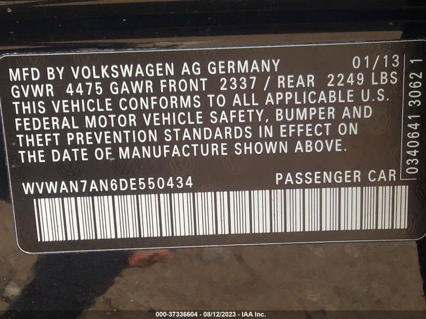 2013 VOLKSWAGEN CC R-LINE - WVWAN7AN6DE550434