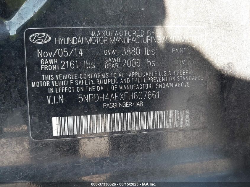 2015 HYUNDAI ELANTRA SE - 5NPDH4AEXFH607661
