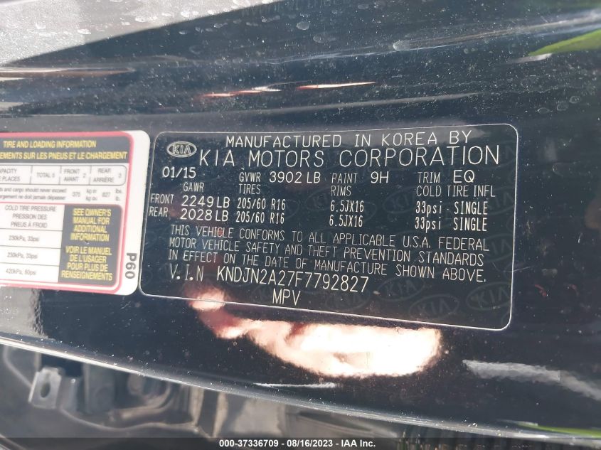 2015 KIA SOUL BASE - KNDJN2A27F7792827