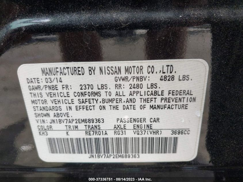 2014 INFINITI Q50 PREMIUM - JN1BV7AP2EM689363