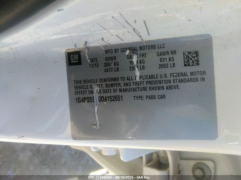 2013 BUICK VERANO - 1G4PS5SK0D4152651