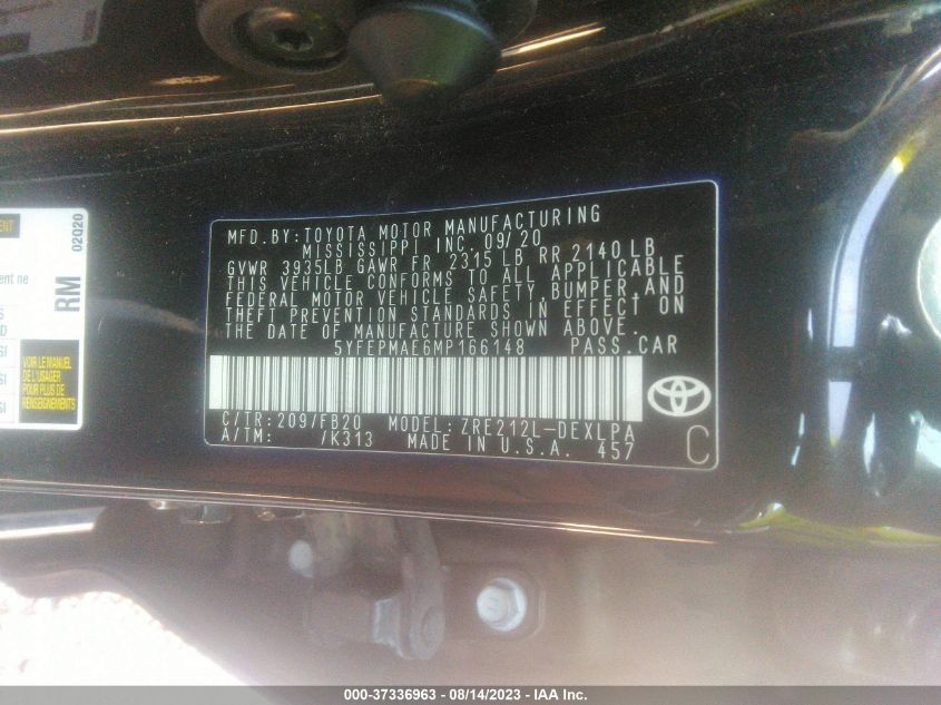 2021 TOYOTA COROLLA LE - 5YFEPMAE6MP166148