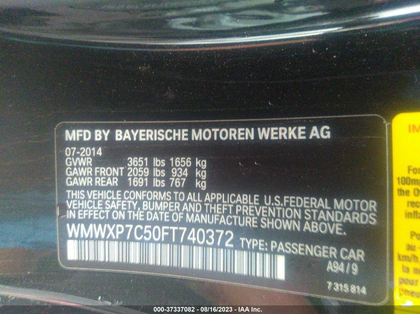 2015 MINI COOPER HARDTOP S - WMWXP7C50FT740372