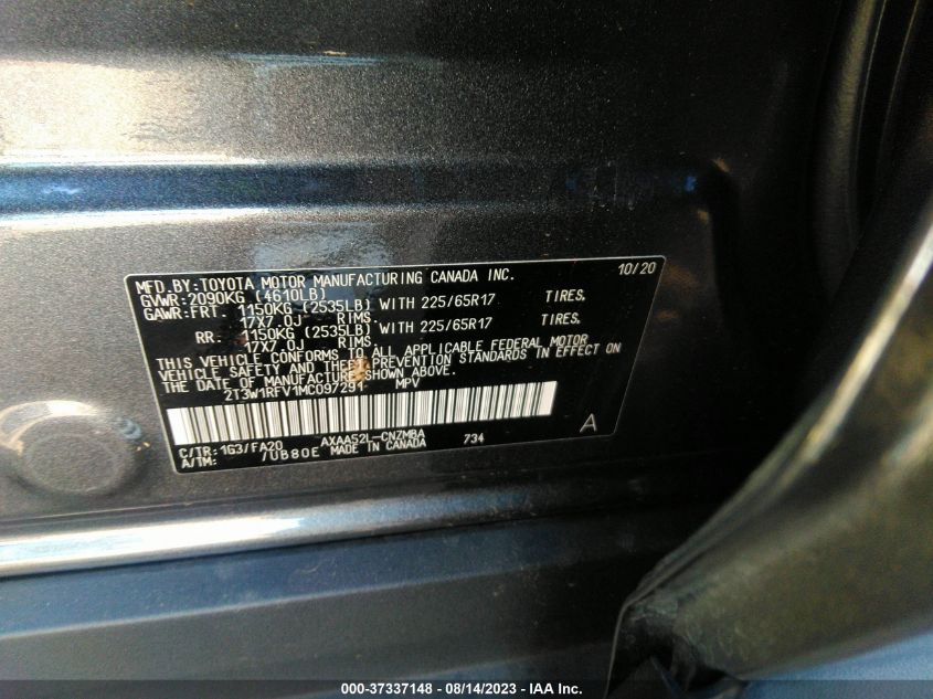 2021 TOYOTA RAV4 XLE - 2T3W1RFV1MC097291