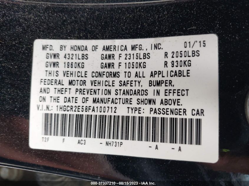 2015 HONDA ACCORD SEDAN SPORT - 1HGCR2E58FA100712