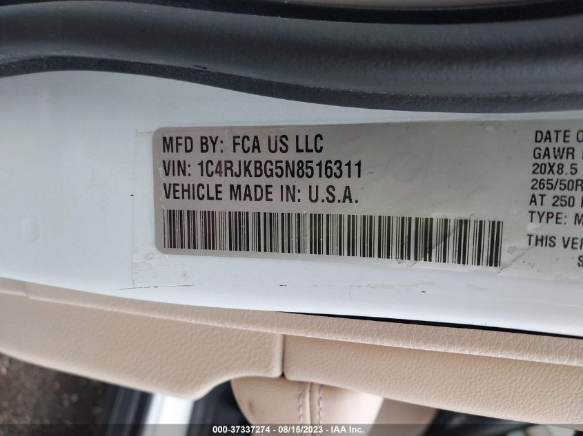 2022 JEEP GRAND CHEROKEE L LIMITED - 1C4RJKBG5N8516311