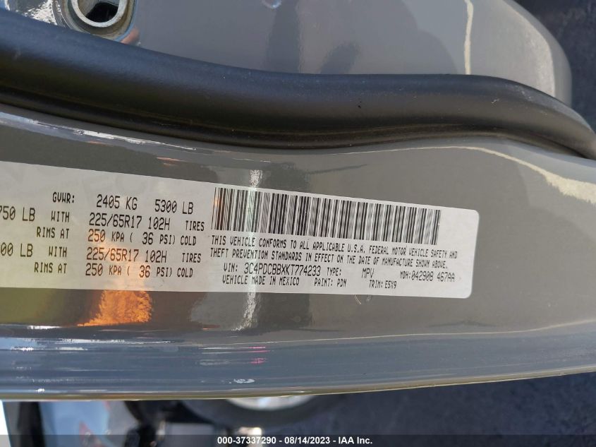 2019 DODGE JOURNEY SE - 3C4PDCBBXKT774233