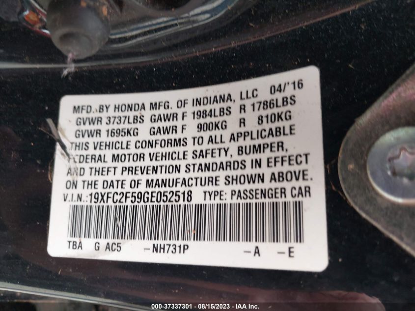 2016 HONDA CIVIC SEDAN LX - 19XFC2F59GE052518