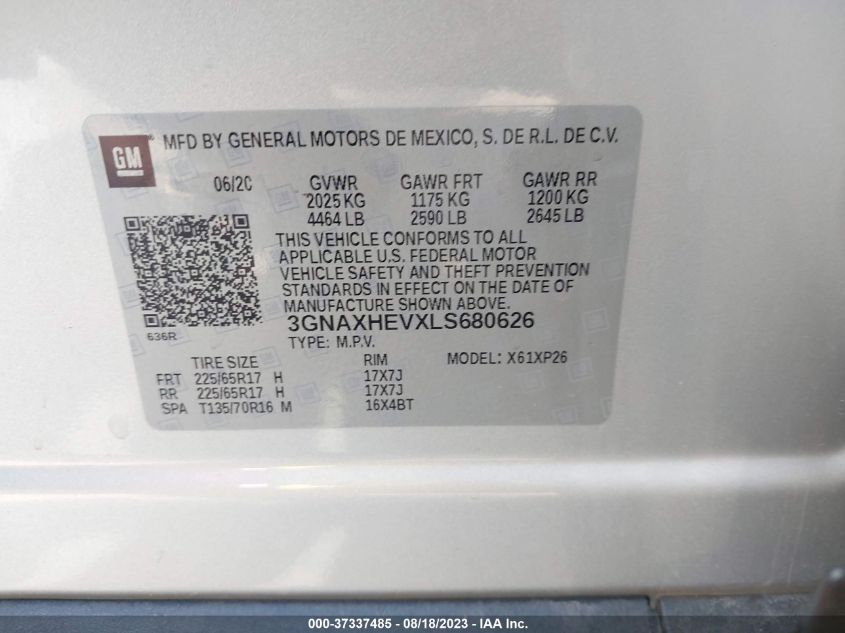 2020 CHEVROLET EQUINOX LS - 3GNAXHEVXLS680626