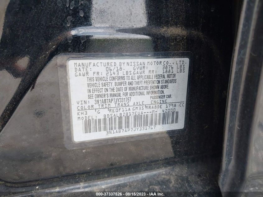 2018 NISSAN SENTRA S - 3N1AB7AP7JY331767