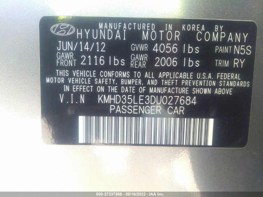 2013 HYUNDAI ELANTRA GT - KMHD35LE3DU027684