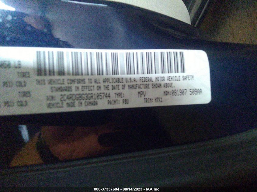 2016 DODGE GRAND CARAVAN SE - 2C4RDGBG3GR105744