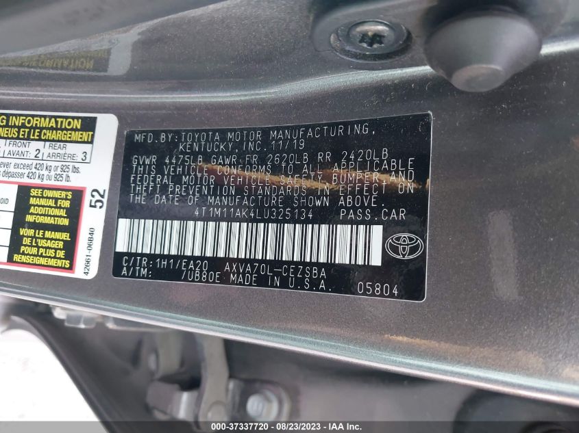 2020 TOYOTA CAMRY SE - 4T1M11AK4LU325134