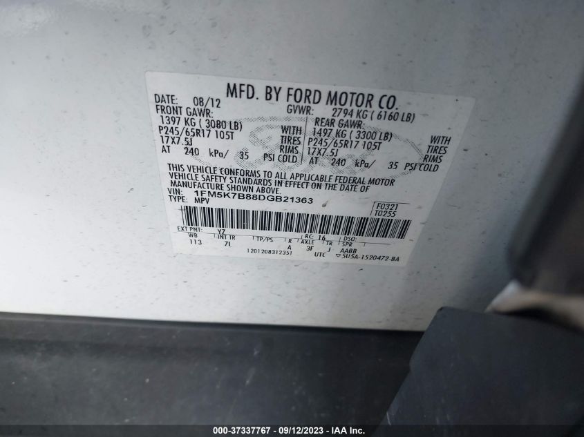 2013 FORD EXPLORER BASE - 1FM5K7B88DGB21363