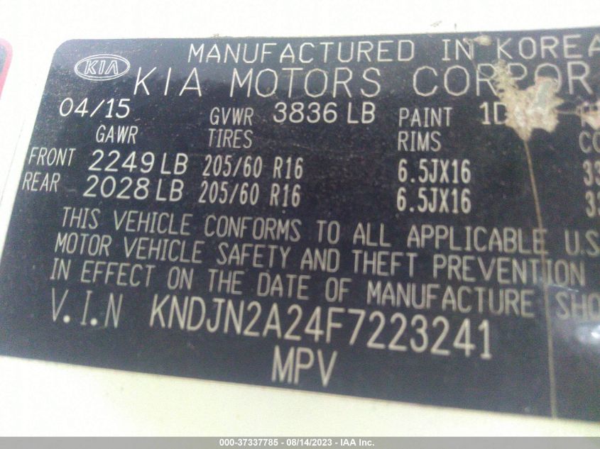 2015 KIA SOUL BASE - KNDJN2A24F7223241