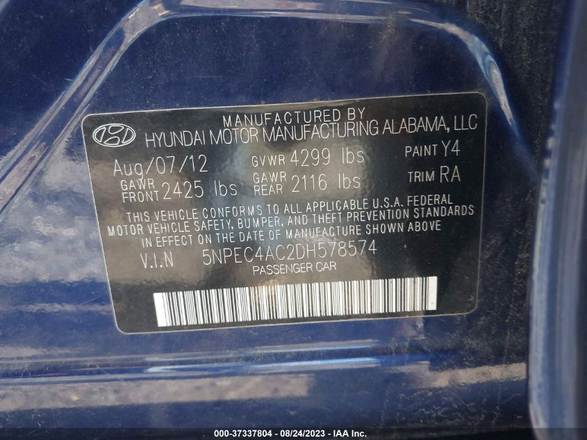 2013 HYUNDAI SONATA SE - 5NPEC4AC2DH578574