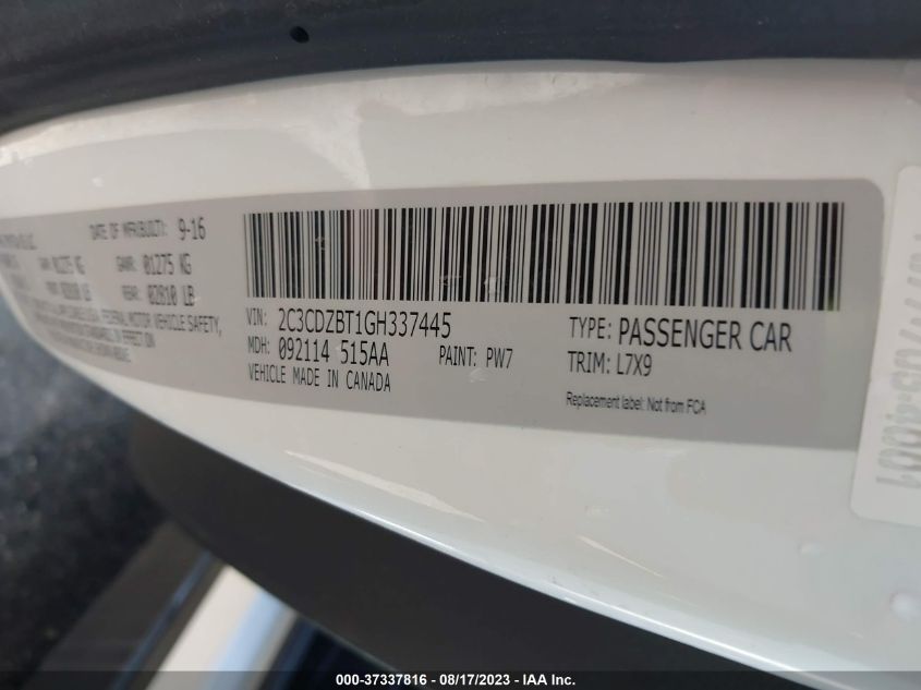 2016 DODGE CHALLENGER R/T - 2C3CDZBT1GH337445