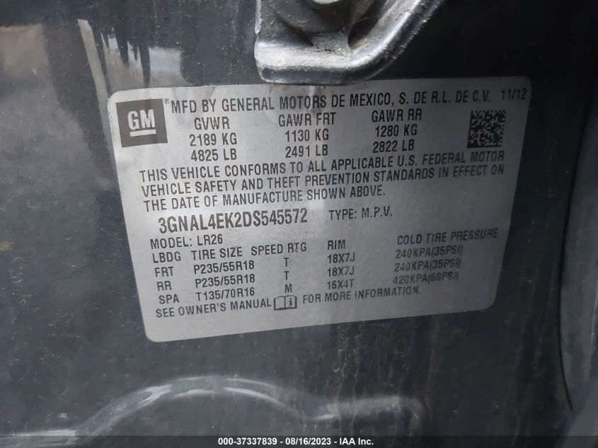 2013 CHEVROLET CAPTIVA SPORT FLEET LTZ - 3GNAL4EK2DS545572