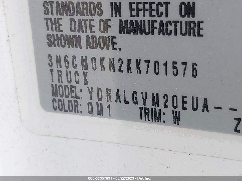 2019 NISSAN NV200 COMPACT CARGO SV - 3N6CM0KN2KK701576