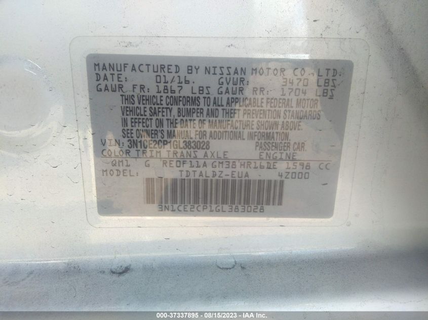 2016 NISSAN VERSA NOTE - 3N1CE2CP6GN383028
