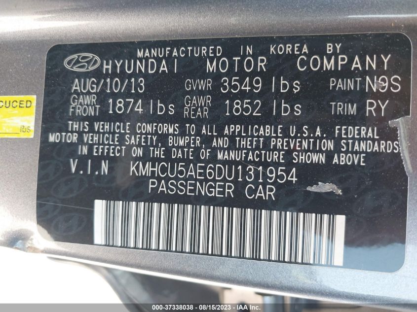 2013 HYUNDAI ACCENT GLS/SE - KMHCU5AE6DU131954