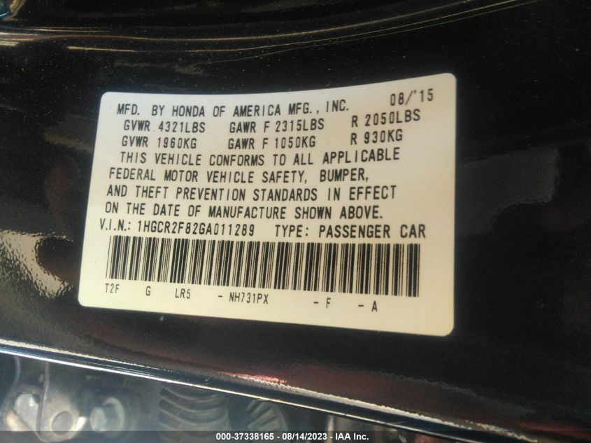2017 HONDA ACCORD SEDAN SPORT SE - 1HGCR2F11HA077515