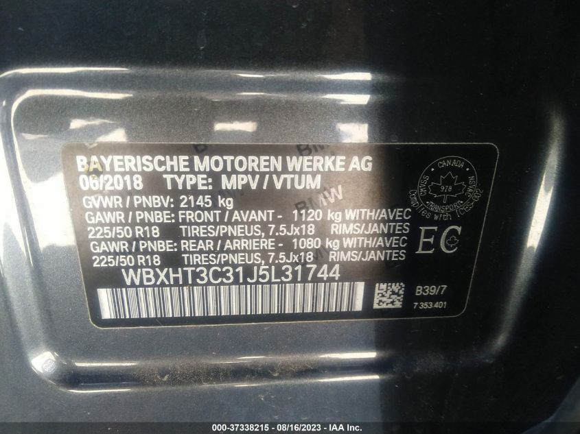 2018 BMW X1 XDRIVE28I - WBXHT3C31J5L31744