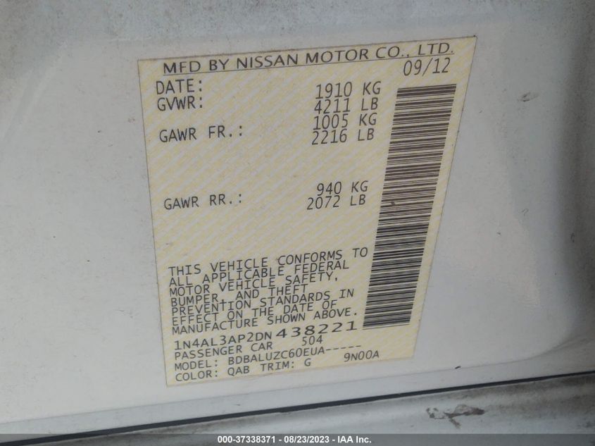 2013 NISSAN ALTIMA 2.5 SV - 1N4AL3AP2DN438221
