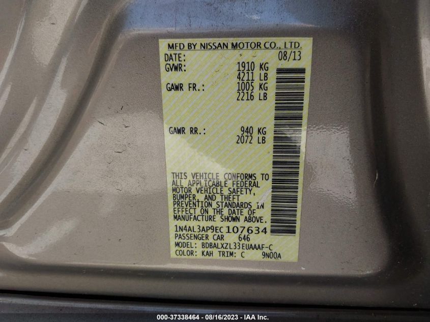 2014 NISSAN ALTIMA 2.5 SL - 1N4AL3AP9EC107634