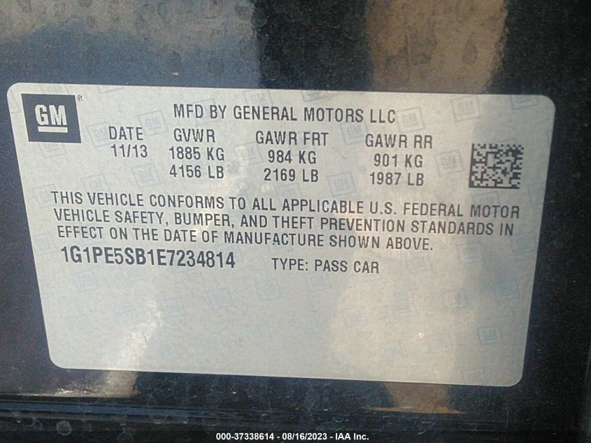 2014 CHEVROLET CRUZE LT - 1G1PE5SB1E7234814