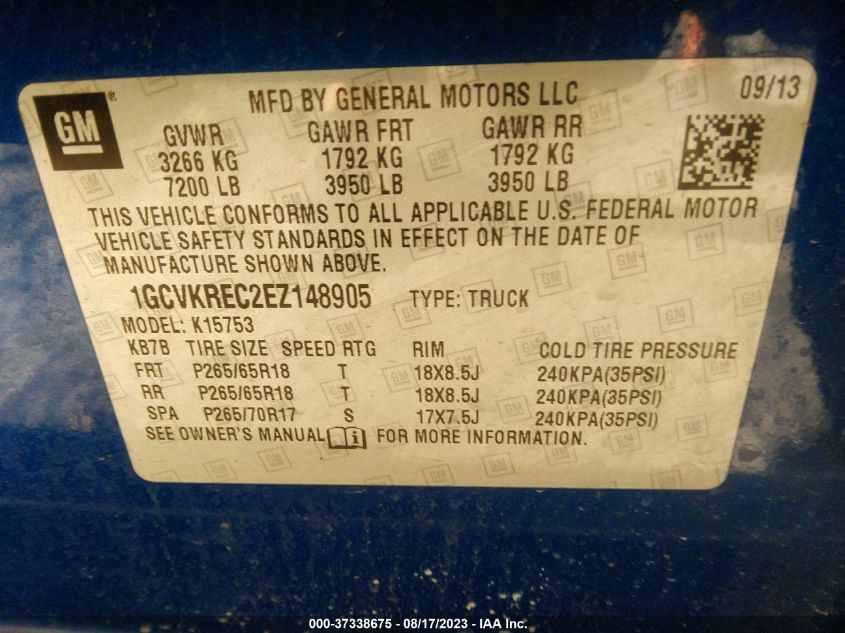 2014 CHEVROLET SILVERADO 1500 LT - 1GCVKREC2EZ148905