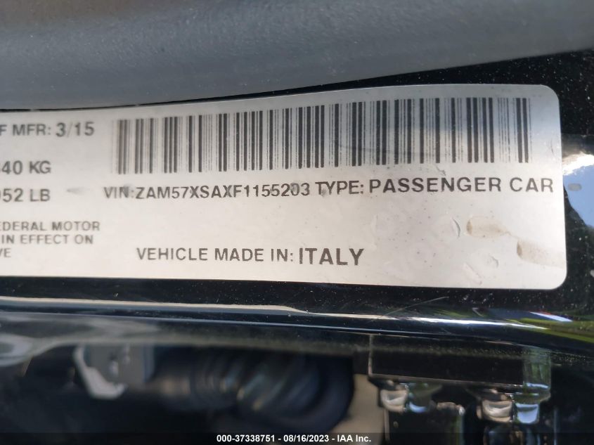 2015 MASERATI GHIBLI ZAM57XSAXF1155203