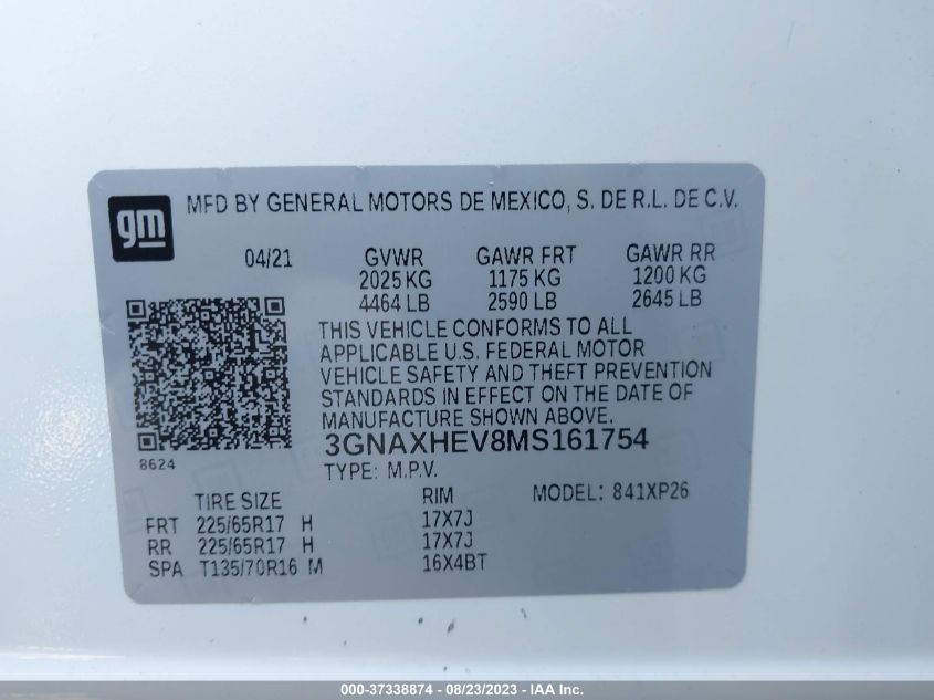 2021 CHEVROLET EQUINOX LS - 3GNAXHEV8MS161754