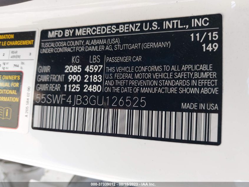 2016 MERCEDES-BENZ C-CLASS C 300 - 55SWF4JB3GU126525