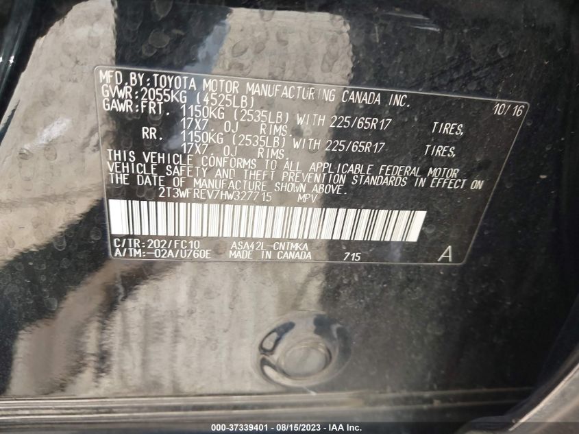 2017 TOYOTA RAV4 XLE - 2T3WFREV7HW327715