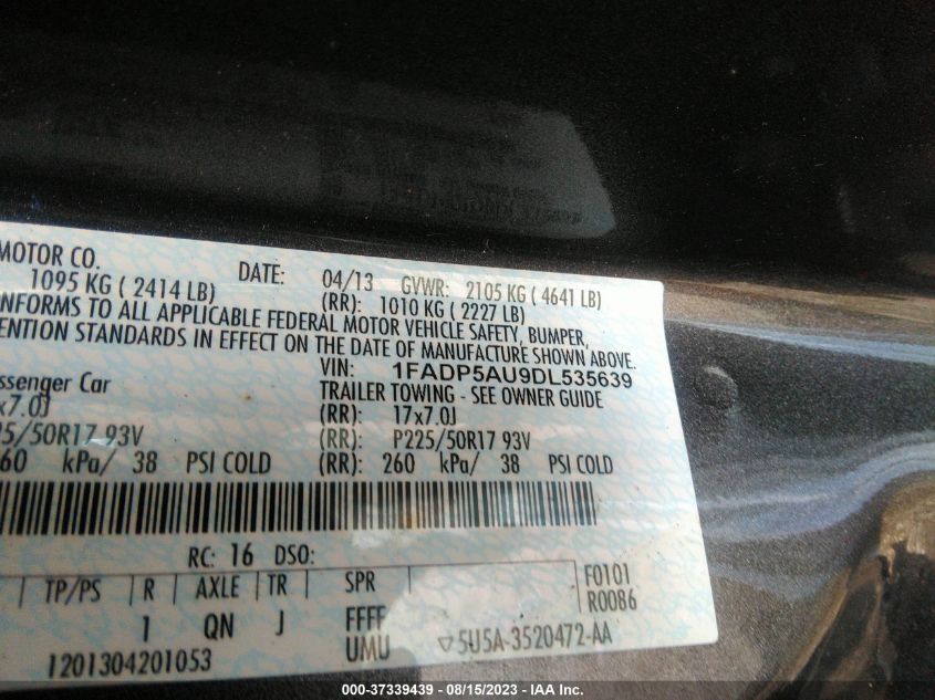 2013 FORD C-MAX HYBRID SE - 1FADP5AU9DL535639
