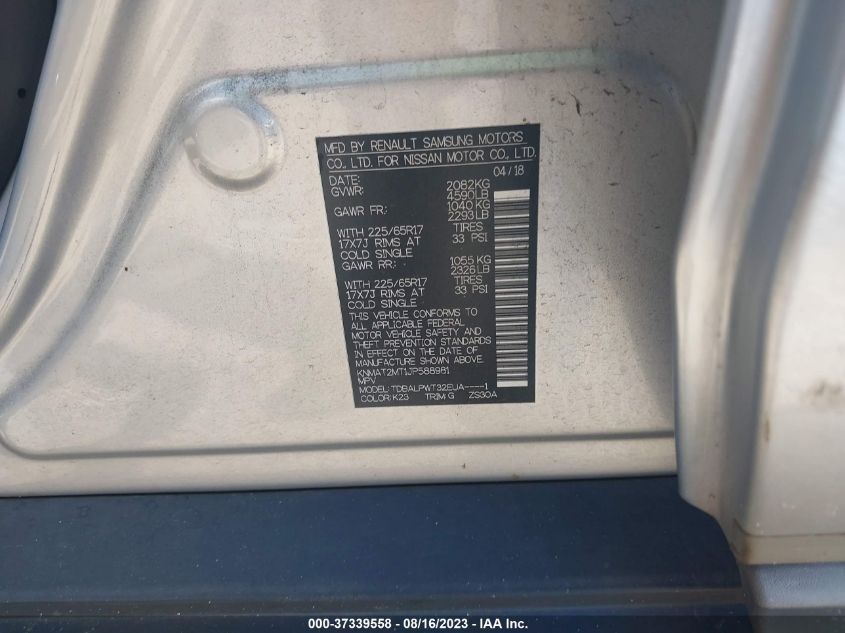 2018 NISSAN ROGUE S - KNMAT2MT1JP588981