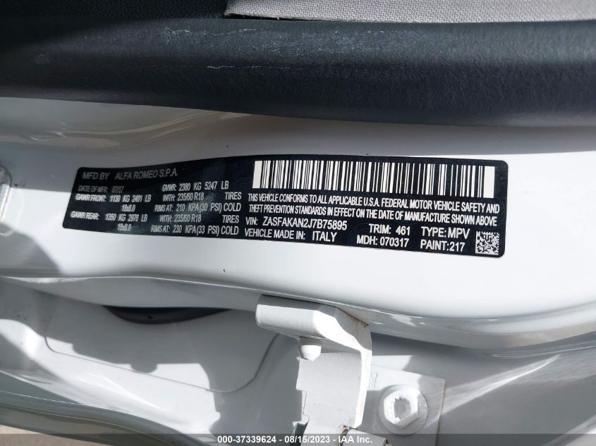 2018 ALFA ROMEO STELVIO - ZASFAKAN2J7B75895