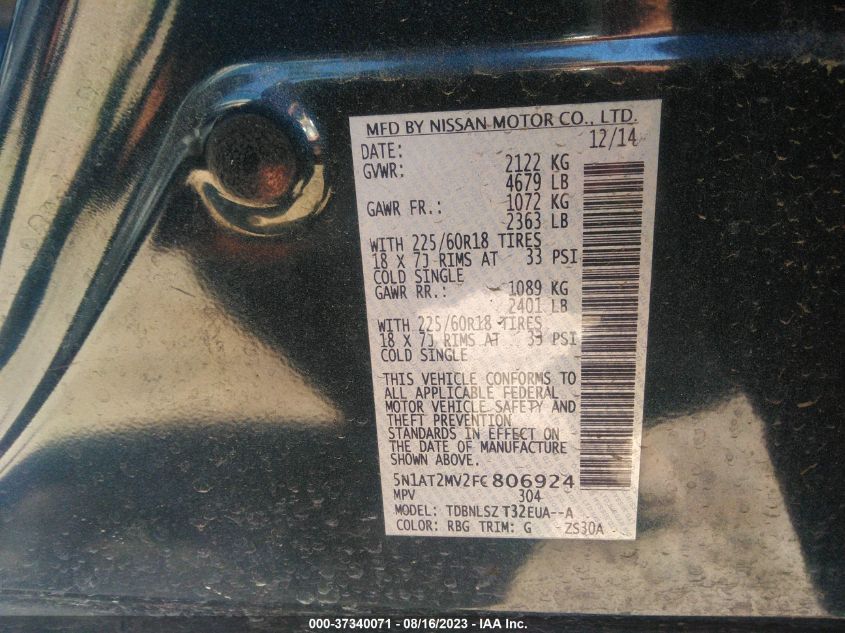 2015 NISSAN ROGUE SL - 5N1AT2MV2FC806924