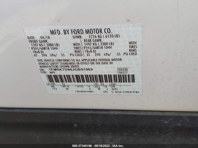 2018 FORD EXPLORER XLT - 1FM5K7D86JGB51969
