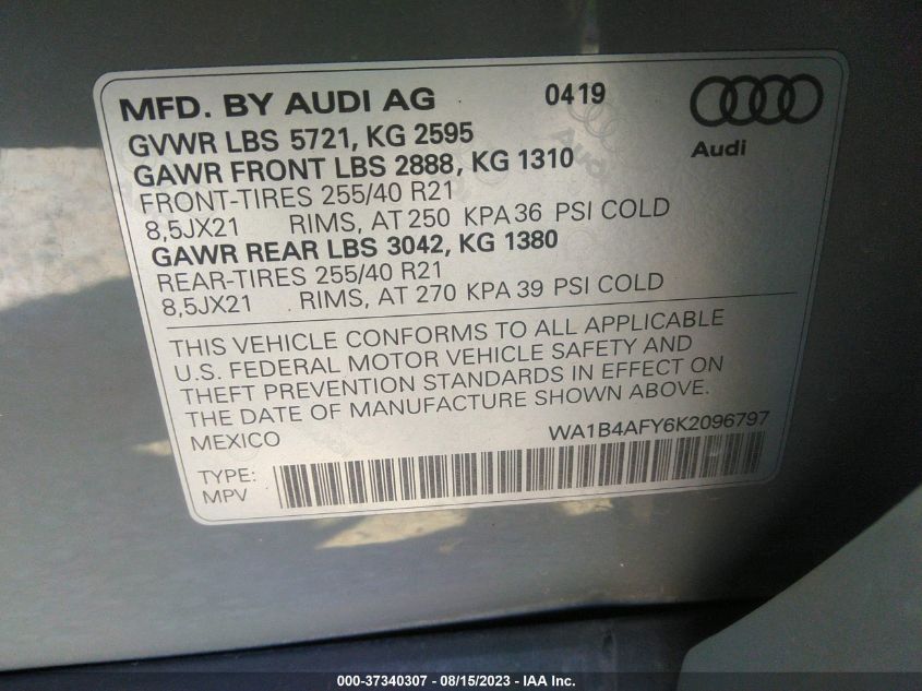 2019 AUDI SQ5 PREMIUM PLUS - WA1B4AFY6K2096797