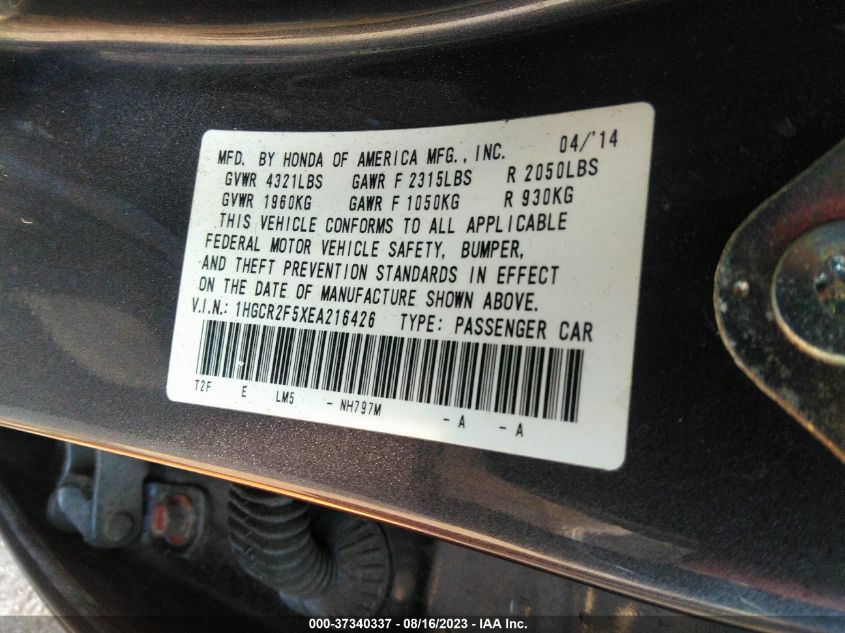 2014 HONDA ACCORD SEDAN SPORT - 1HGCR2F5XEA216426