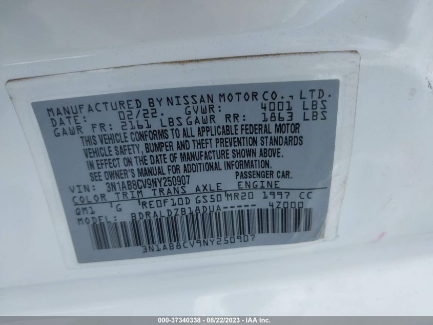 2022 NISSAN SENTRA SV - 3N1AB8CV9NY250907