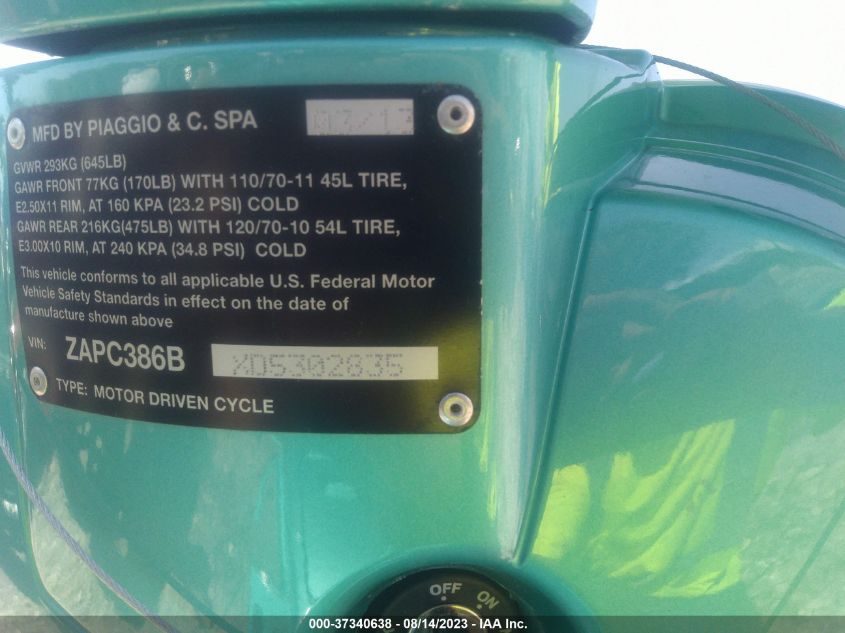 2013 VESPA LX 50 ZAPC386BXD5302835