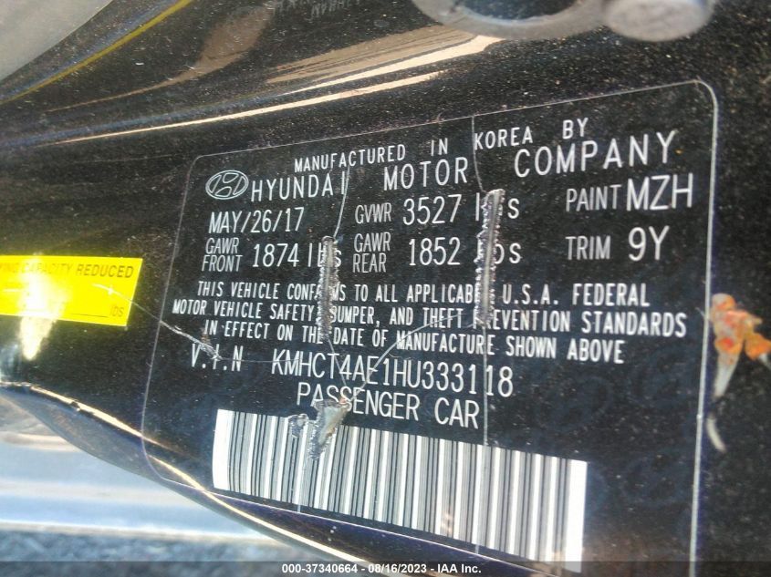 2017 HYUNDAI ACCENT VALUE EDITION - KMHCT4AE1HU333118