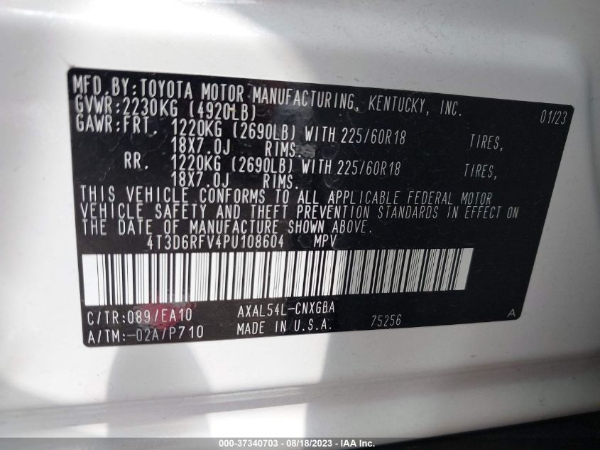 2023 TOYOTA RAV4 HYBRID LIMITED - 4T3D6RFV4PU108604