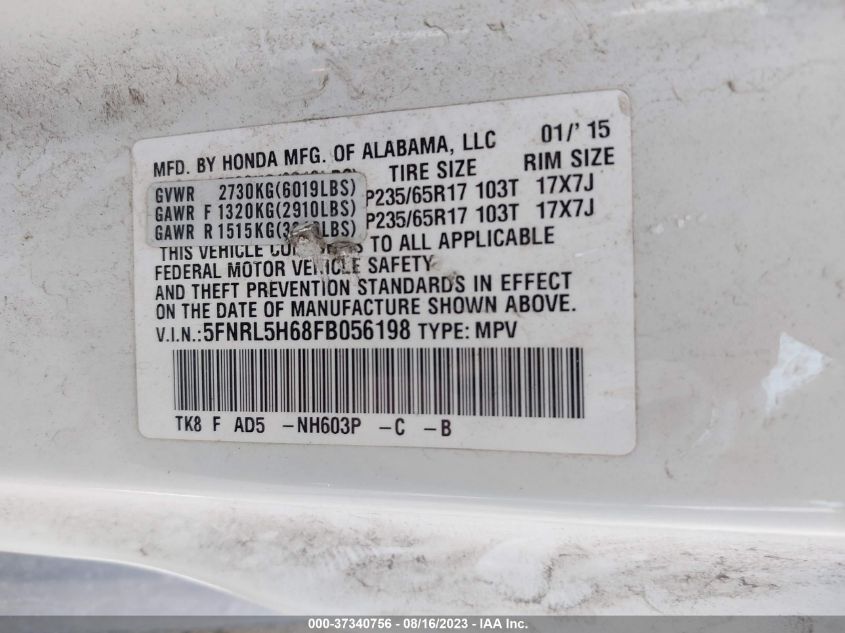 2015 HONDA ODYSSEY EX-L - 5FNRL5H68FB056198