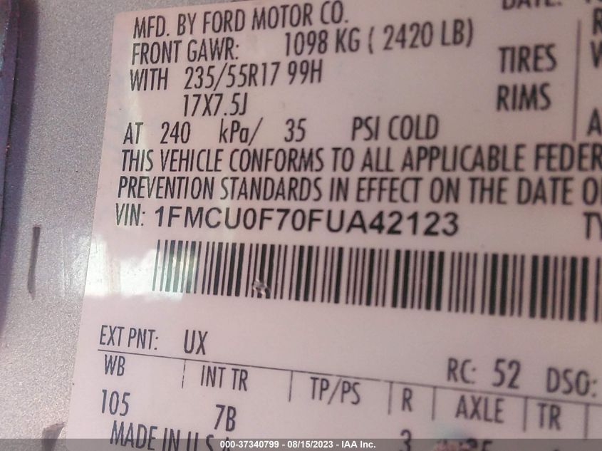 2015 FORD ESCAPE S - 1FMCU0F70FUA42123