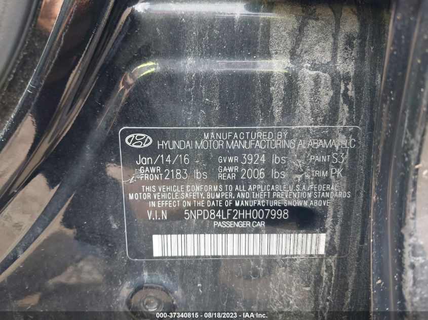 2017 HYUNDAI ELANTRA SE - 5NPD84LF2HH007998